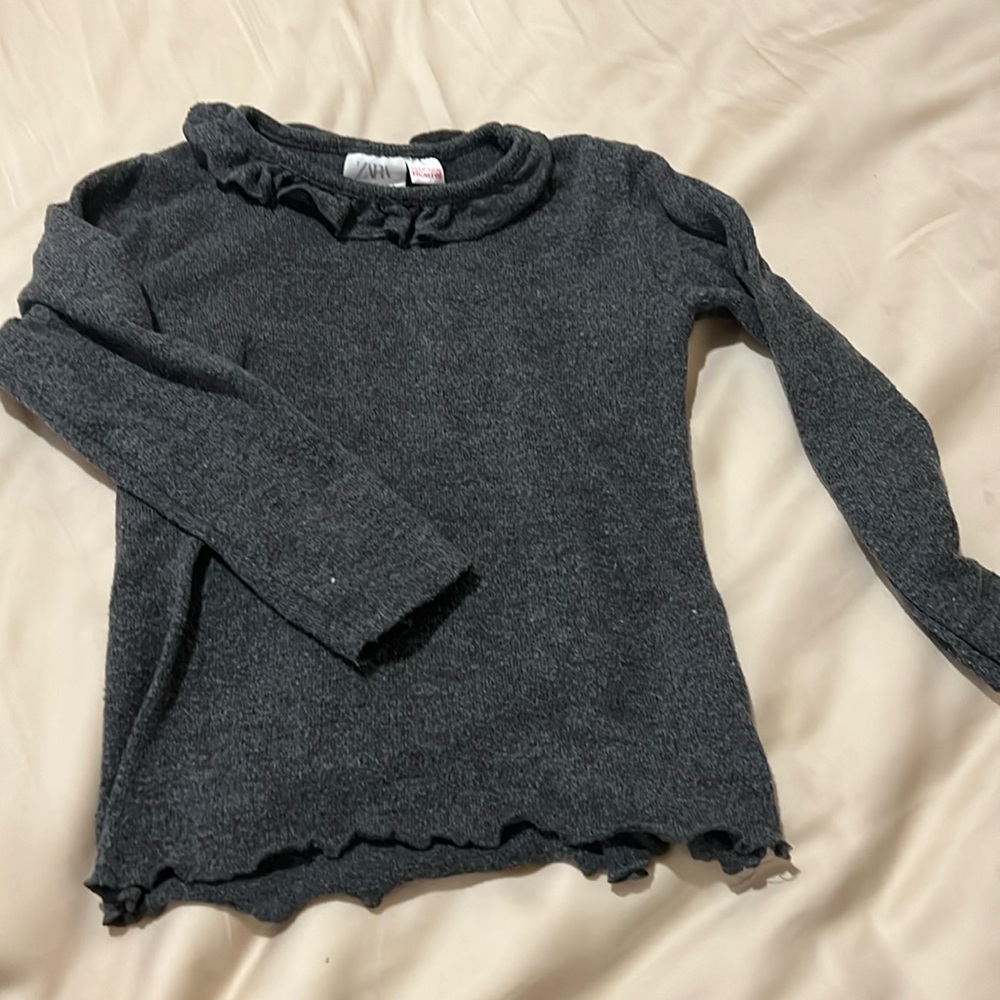 Grey Zara Ruffle collar long sleeve